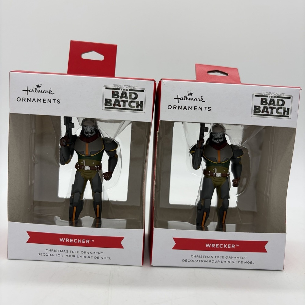 NEW Lot of 2 Hallmark Star Wars The Bad Batch Hunter & Wrecker Ornament NIB